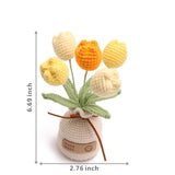 Handmade Tulips, Artificial Plant Crochet Flowers? Tulips Suitable For Home Room, Table, Office Ornaments And Birthday Gifts Suitable For Family And Friends Anniversary (5 Flowers-Yellow)
