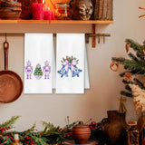 Purple Chinoiserie Christmas Kitchen Towels, Grandmillennial Christmas Dish Tea Towels, Blue White Xmas Tree Wreath Nutcracker Bell Decorative Hand Towels For Bathroom, 16X24 Inch Set Of 4