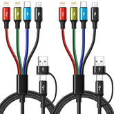 2 Pack 6FT 6 in 1 Multi Charging Cable USB A USB C to Lightning USB C Micro USB Braided Cord