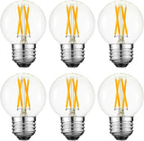 G16.5 E26 LED Light Bulbs 4W Dimmable Warm White 2700K Clear Glass Decorative Bulbs