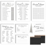 Bridal Shower Games-Heavy Cardstock,5 Fun Activities For 32 Guests, Includes Bingo,He Said She Said, Would She Rather,Whats In Your Purse,Advice And Wishes For The Mr And Mrs(Minimalist)