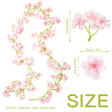 16 Pcs Artificial Cherry Blossom Flower Vines Cherry Blossom Hanging Vine Artificial Pink Flower Garland Faux Japanese Garland For Wedding Party Kawaii Decor