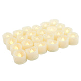 24 Pack Led Tea Lights Battery Operated Flameless Candles Fake Flickering Electric Tealight Candle Set For Home Décor Party Wedding Easter Decorations Batteries Included, Wave Open, Cream White