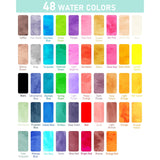 Watercolor Paint Set, 48 Water Colors Kit With 3 Painting Brushes, Palette, Watercolor Pen, Non-Toxic Painting Supplies For Kids, Adults, Students, Beginners And Artists