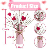 Valentines Day Decor Valentine Flowers Picks With Vase Valentines Day Artificial Berry Stems In Pink Metal Pot For Anniversary Wedding Table Centerpieces