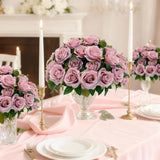 4 Pack Rose Artificial Flowers, Huge Silk Flowers Bouquet With 40Pcs Big Rose Flower Head, Artificial Roses For Wedding Centerpieces Bridal Bouquet Mother'S Day Valentine'S Day Home Decor, Lavender