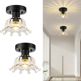 2 Pack Black Modern Semi Flush Mount Ceiling Lights with Glass Shades