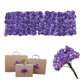 144 Pcs Artificial Mini Fake Rose Flower, Handmade Small Paper Flowers For Crafts Wedding Bouquet Mini Paper Flowers With Stems For Diy Crafts Gift Wreath Scrapbooking Hairclips Decoration(Purple)