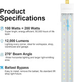 20 Pack 8FT T8 LED Bulbs 100W 12000LM 5000K V Shaped Dual End Ballast Bypass Tube Lights