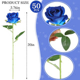 50 Artificial Roses In Bulk, Fake Silk Roses Realistic Blue Roses For Wedding Centerpieces Flower Arrangement Home Decor (50, Blue)