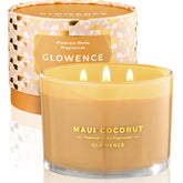 Luxury Coconut Scented Candle - Large 3 Wick Jar Candle - Elegant Gift For Women & Men - 100% Natural Soy Wax - Up To 40 Hours Burning Time - Housewarming Aromatherapy Candle For Home