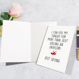 Naughty Birthday Card For Women Men, Rude Anniversary Card For Him Her, Valentines Day Card, Use My Tongue For More Than Just Sealing An Envelope