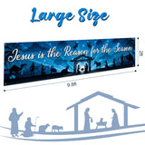 Christmas Nativity Banner Outdoor Decorations Jesus Religious Christmas Banner For Fence Outside Large Nativity Scene Yard Sign For Garden Xmas Party, 118 X 24 Inches