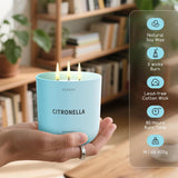 Citronella Candles Indoor Outdoor, 14.2Oz Large Scented Candle For Home, Long Lasting Aromatherapy Candles | Non-Toxic Essential Oil & Soy Wax | Natural Herbal & Woody Aroma