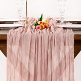 Dusty Pink Boho Rustic Cheesecloth Gauze Table Runner Valentine‘S Day 20"×120" Cheese Cloth Table Runner 10Ft For Winter Birthday Party Wedding Ceremony Baby Shower Holiday Decoration