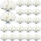 360 Pcs 30 Bouquets Artificial Roses Flowers Bulk Fake Roses Flower Bouquets Realistic Silk Faux Rose With Stems For Wedding Home Table Party Decorations(White)