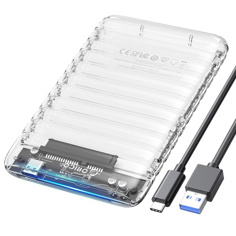 ORICO 2.5 inch Hard Drive Enclosure USB C to SATA III 6Gbps Clear External Har