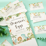 50Pcs Dinosaur Guessing Game Cards With Foldable Table Sign Cute Guess How Many Dinosaur Egg Candy Jar Game Cards For Birthday Baby Shower Party Supplies