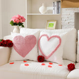2 Pcs Valentine'S Day Throw Pillow Cover 18X18 Heart Love Embroidered Decorative Pillow Cases Pink Soft Plush Jacquard Square Cushion Cover For Valentine Sofa Couch Bedroom Decor Coupon Gift