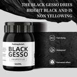 Black Gesso Primer For Acrylic Painting, 16.9Oz Non-Toxic Canvas Primer Gesso Surface Prep Medium