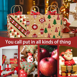 24Pcs Christmas Kraft Gift Bags 8 Styles Xmas Wrapping Paper Bags Medium Size Xmas Gift Bags With Handles Reusable Goody Treat Bags Bulk For Holiday Party Favor Supplies