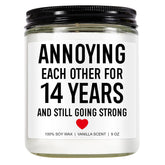 Funny Scented Candle, 14 Year Anniversary, Gifts For Him, Her, 14Th Anniversary, Gifts For Husband, Wife, Couple, 14 Year Wedding Anniv. Ivory Presents For Men, Women