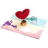 3D Heart Balloon Pop Up Card For Anniversary Valentines Day Wedding, Romantic Birthday Gift For Wife Husband Couple Girlfriend Boyfriend, With Envelope