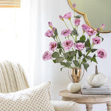34.5" Purple Artificial Flowers Silk Fake Flower 3Pcs Eustoma Lisianthus Flowers With Long Stem Faux Flowers Arrangement Branch With 4 Heads For Diy Wedding Party Centerpiece Bouquet Table Home Decor