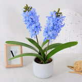 2Pcs Artificial Hyacinth Hydrangea Flowers 16" Real Touch Blue Fake Hyacinth For Vase Bouquets Home Office Wedding Decor.(Blue)