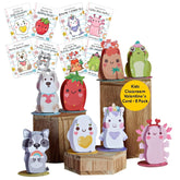 Valentines Day Card For Kids, Boys, Girls - 3D Classroom Pop-Up Cards - Cute Animals Gift Exchange Cards - 8 Pack - Blank Notecard & Envelope Included