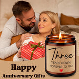 3 Year Anniversary Candle Gifts For Him Her Wife Boyfriend Gf Husband - Leather 3Rd Anniversary Couple Gifts Ideas - 3Rd Year Wedding Anniv. Presents For Couples, Happy Third Anniv.
