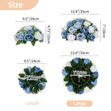 Large Artificial Flower Centerpieces - 2 Pcs 13.8In Diameter Dusty Blue & White Fake Flowers Roses Balls - Silk Faux Rose Arrangement For Tables Wedding Party Centerpiece Table Decorations
