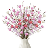 19.7 Inch Valentines Day Decorations 12Pcs Valentine Picks And Sprays Artificial Floral Stems With Pink Heart Shaped Berry For Home Table Centerpieces Wedding Anniversary Candlelight Dinner
