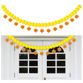 1 Pcs Marigold Garland For Day Of The Dead Decorations 4.6 Feet Long Strands Artificial Marigold Flowers With Pearls Decor For Día De Los Muertos Indian Wedding Toran Door Decor (Yellow)