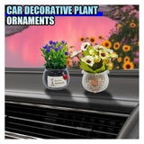 2Pcs Cute Flower Bouquet In Pottery Vase Car Dashboard Ornament For Women Interior Aesthetic, Miniature Artificial Plant Car Center Console&Dashboard Decoration For Home Office (Purple/Beige)