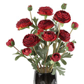 Ranunculus Artificial Flower,Silk Flowers Fake Persian Buttercup Flower 18 Heads Vintage Ranunculus Arrangement For Home Wedding Decoration Bride Table Centerpieces Floral Decor(Burgundy)