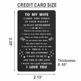 Anniversary Card For Wife Birthday Gifts, Christmas Gifts For Wife Wallet Card, Mothers Day, Valentines Day Gift For Her