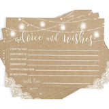 Advice And Wishes For The Mr And Mrs – Wedding Advice Cards For Bridal Shower, Games And Favors For Guests, Kraft Rustic Decor, 50 Cards