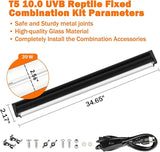 T5 10.0 UVB Reptile Light Fixture 39W 34 Inch UVA UVB Lamp Tube for Bearded Dragon Tortoise Gecko