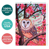 Tree-Free Greetings - Valentine's Day Greeting Card - Artful Designs - 1 Card + Matching Envelope - Made in USA - 100% Recycled Paper - 5 x 7 - Owl Ways and Forever (GO64325)