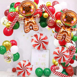 11Pcs Gingerbread Balloons Christmas Decorations - 32 Inch Gingerbread Foil Balloons - Red Candy Cane Balloon For Christmas Party Decorations - New Year Birthday Party Decor