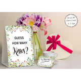 Floral Theme How Many Kisses Bridal Shower Game,Wedding Shower,Bridal Shower Decorations,Popular Bridal Shower Games,Engagement Party Game,Set Including 1 Sign And 50 Guessing Cards-11