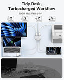 100W Travel Power Strip 2 AC Outlets 2 USB C 2 USB A 5FT Flat Plug