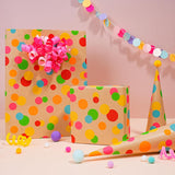 Kraft Wrapping Paper Roll Colorful Polka Dots Design Perfect For Birthday Holiday Wrap 17 Inch X 33 Feet