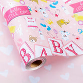 Colorful Wrapping Paper Roll - Happy Birthday Wrapping Paper For Baby - 17 In X 16.5 Ft - Foil Lettering & Candles Wrapping Paper For Baby Shower, Party
