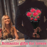 1 Pcs(Handmade Finished Roses) Knitting Crochet Flower Roses, Handmade Rose, Home Decor Romantic Valentine'S Day Gifts For Female Romantic Gift (Red Roses, With Gift Box And Card)