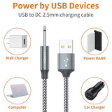 2 Pack 3FT USB to DC 2.5mm Charging Cable Replacement Power Cord Grey