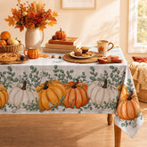 Fall Tablecloth 60x84 Inch Rectangular, Thanksgiving Autumn Harvest Orange Pumpkin Buffalo Plaid Table Cover for Party Picnic Dinner Decor