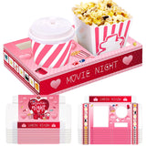 20 Pcs Valentine'S Day Movie Night Supplies Galentines Movie Night Paper Snack Trays Popcorn Candy Holder Snack Boxes Cardboard Food Holder Trays