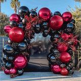 Black & Burgundy Double-Stuffed Balloon Garland Kit for Gothic, Halloween and Vampire Parties